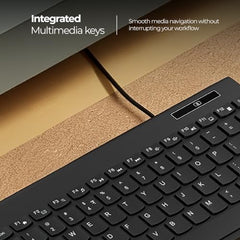 Zebronics K16 Wired Keyboard, 79-Key Layout with Integrated Multimedia Keys, 1.1m Cable Length, ₹ Rupee Key, UV Coated Keys, Spill-Proof Design, USB Interface, Slim & Compact Design