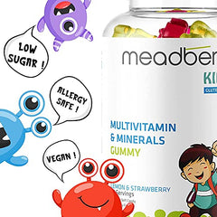 Meadbery Multivitamin Calcium Combo Gummy Bears Glutenfree Formula With Minerals And Vitamins B C D E B12 B6 For Kids Bone Health Growth Kids Bone Teeth Health 30+30 Tasty Gummies