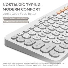 Amkette New and Improved Optimus BT 4 in 1 Multi Device Wireless Keyboard/Bluetooth Keyboard | One Click Device Switching and AI Access for Windows, MacOs, Android and iOS, Dual OS Layout (White)