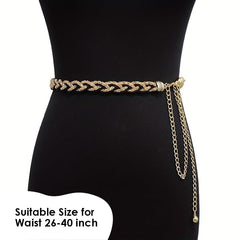 SYGA Pearl Waist Chain Belt Adjustable Decorative Belt Hollowed Tassel Waist Belts Suitable Size for Waist 26-40