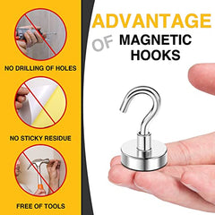 DIYMAG Magnetic Hooks 15pcs 30lbs Cruise Essentials 2026 Magnet Hook | Neodymium Heavy Duty Strong Magnets Hanging Ship Cabins Refrigerator Fridge Classroom Beach Vacation Kitchen Grills Home Tool