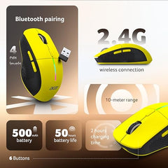Acer Prism Dual Mode Wireless Mouse I 2.4G + Bluetooth I Silent Click I 3200 DPI (800-1200-2400-3200) I Rechargeable 500mAh I RGB LED I 6 Buttons I Lightweight 87g I Ergonomic Design for Laptop PC Mac