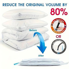 Vacuum Storage Bags for Clothes, Blankets, Comforters, Jackets – 5-Pack Space Saver Compression Bags with Hand Pump – Airtight Resealable Bags for Travel & Home Storage