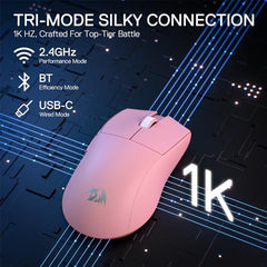 Redragon M916 PRO 3-Mode Wireless Gaming Mouse, 49G Ultra-Light 26K DPI Gamer Mouse w/Ergonomic Natural Grip Build, Full Programmable Buttons, Software Supports DIY Keybinds & DPI
