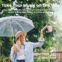 Deeyaple Portable Bluetooth Speaker, IP67 Waterproof Mini Bluetooth Speaker Wireless V5.3 with Stereo Sound,All Day,TWS Pairing,LED Light,Gift for him/her (Red)