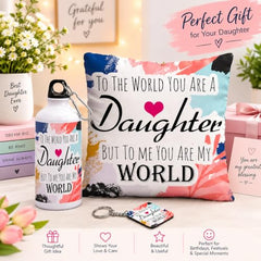 Gift for Daughter Birthday Special Birthday for Daughter Printed Cushion(12 inch X 12 inch with Filler with Keychian) Girls Pillow Daughters Day for Daughter and Girls AT-7