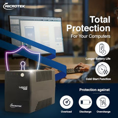 Microtek Legend 650 Line Interactive UPS 650VA/360W, Micro Processor Based UPS System, an Ideal Power Backup & Protection for Desktop PC & Home Office with 2 Years on Electronics and 1 year on Battery