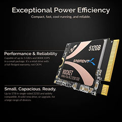 Sabrent 2TB Rocket Q4 2230 M.2 NVMe PCIe 4.0 x4 Gen4 SSD, Up to 5000MB/s,Internal Solid State Drive for Laptop, Surface/Pro, Steam Deck, PS5, ASUS ROG Ally, Dell, HP and Mini PCs (SB-213Q-2TB)