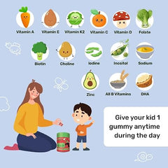 What's Up Wellness Multivitamin Gummies For Kids With Dha, Vitamins And Zinc, Healthy Gummy For Daily Nutrition, Orange Flavored Gummies For Kids And Teenagers –Pack of 2-60 Days (Age 5 –17 Years)