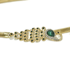 SYGA Women's Sweet Colorful Rhinestone Inlaid Peacock Decorative Spring Elastic Metal Waist Chain(Gold)