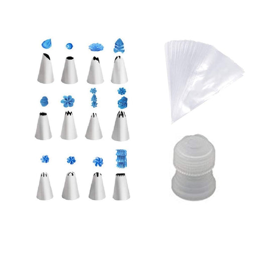 SYGA Set of Multiple Pattern Russian Nozzles Cake Nozzles Cake Decoration Pastry Nozzle with Coupler and 10 Icing Bag (Set of 12 Nozzles Set_3)