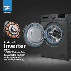 Voltas Beko, A Tata Product 7 Kg 5 Star Inverter Quick wash Fully-Automatic Front Loading Washing Machine (WFL7012B7JVBKA/AXV, Anthracite, In buit Heater/Hygiene steam)