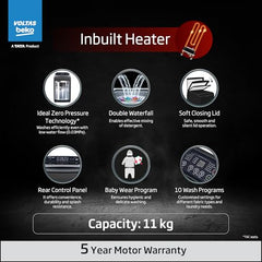 Voltas Beko, A Tata Product 11 Kg 5 Star Fully-Automatic Top Loading Washing Machine (WTL1106UEAH / OBS3060, Dark Grey, Inbuilt Heater)
