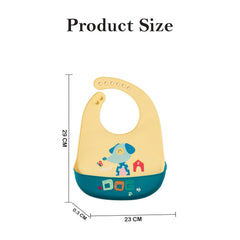 MOMISY Baby Bib For Newborn Waterproof Silicone Apron Wipeable Stain Resistant With pocket For 6 months and up (1, YellowDog)