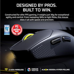 Corsair Sabre v2 PRO Ultralight FPS Wireless Gaming Mouse – 33,000 DPI, 36g Weight, 8,000Hz Hyper-Polling, Mechanical Switches, Up to 70-Hour Wireless Battery Life, Web Hub – White
