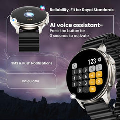 GOBOULT Crown R Pro 2 Smartwatch 1.43''HD AMOLED Display,BT Calling 5.2,600Nits Brightness,IP67,150+Watchfaces, 120+Sports Modes, AI Voice Assistant, SpO2 Monitoring(Charcoal Black)