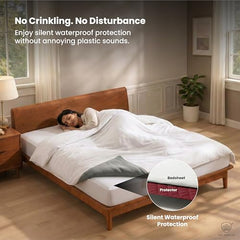 MY ARMOR Waterproof Mattress Protector King Size, 78x72, 6.5x6 feet, Double Bed Protector Sheet Cover, Breathable and Hypoallergenic Ultra Soft Fitted Terry Cotton Feel Fabric, Elastic Skirting, Grey