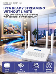 UBIQCOM UB5021GV XPON ONT Optical Network Terminal, 1GE + 1 POTS, GPON Fiber Broadband Modem with VoIP Voice Support, SC/UPC Connector, FTTH ONT for Home & SOHO Users