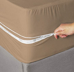 HOMEKART Premium Cotton 220TC 78 x 72 x 8 King Size Double Bed Mattress Cover Protector with Zip/Chain|Provides All Around Protection - 1 pc Multicolor (Grey, 78 x 72 x 8)