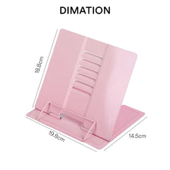 SYGA Reading Bookshelf Metal Mini Book Stand,Book Holder, Hands Free, Adjustable Cookbook,Documents Holder, Portable Bookstand for Music Books, Textbook, Recipe,Tablet, Ipad(Pink)