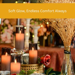 Flameless LED Pillar Candle Set of 2 | Acrylic Fiber Glass | Dancing Faux Wick | Remote Control with Battery Operated 3 AA | Home Décor & Gifting | 3" D x 6" H | Red