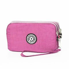 SYGA Women's Three-Zip Coin Purse Cosmetic Bag Mobile Phone Bag Hand Portable Bag Medium Bag Small Square Bag