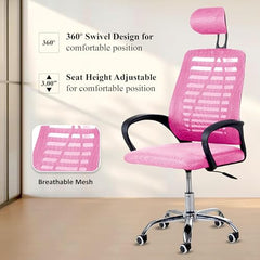 Casa Copenhagen Mesh Mid Back Office/Study/Computer/Revolving/Desk Chair for Work from Home -Metal Base, Height Adjustable Seat - Grey Milange & Black Handle