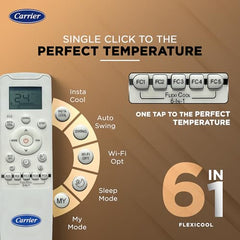 Carrier 2 Ton 5 Star Wi-Fi Smart Flexicool Inverter Split AC (Copper, Convertible 6-in-1 Cooling,Smart Energy Display,HD & PM 2.5 Filter, ESTER EDGE FXi (Wi-Fi), CAI24EE5R35W0,White)