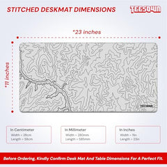 White Topographical XXL Gaming Deskmat 900x450mm – Extended Mousepad for PC