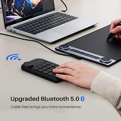 HUION Keydial Mini K20 Bluetooth 5.0 Express Key Remote Control Shortcut Keyboard with Dial 18 Customized Keys for Graphic Tablets, MAC, Laptop, Phone Surface PRO