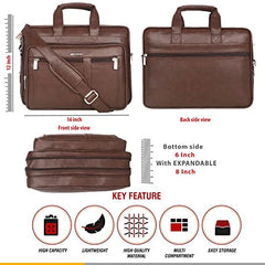 Zipline Laptop bags for men office use | Synthetic Leather laptop bag for Man women, 15.6" compatible Laptop, Macbook, Macbook Pro Messenger Bags for Men & Women (1-Brown Bag)