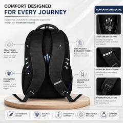 BIGBERRY Rodeo 2.0 Leatherite Faux Leather Laptop Backpack for Men & Women | Water Resistant 2 Compartment Casual Daypack | 15.6 Inch Laptop Bag for Office, College, Travel & Daily Use, Navy Blue