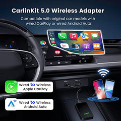 CarlinKit 5.0 Wireless CarPlay Adapter,Wireless Android Auto Adapter for OEM Wired CarPlay/Wired Android Auto Car 2023 Upgrade Version CPC200-2air Realize Wired to Wireless,5G WiFi,OTA Upgrade