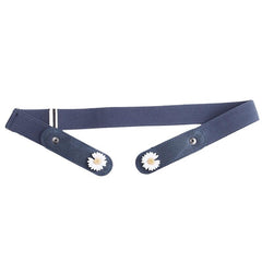 SYGA Jeans Belt Elastic Women's Punch-Free Decoration Flower buckle Style Lazy Belt