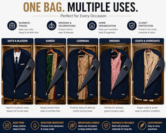 RAAHII 2 piece suit cover, Blazer cover, coat covers with zip for wardrobe storage of suit, jacket, garments, sweaters, saree, pant organizer (hanger not included)