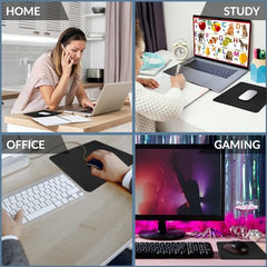 Tukzer Extended Vegan PU Leather Mouse Pad Desk mat Smooth Reversible Dual Color Splash Proof Anti Fray Stitched Edges Non-Slip Mousepad for Laptop Notebook Gaming Computer(Blue & Yellow 90CM X 45CM)