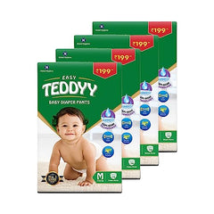 TEDDYY Easy Baby M Size Diaper Tape Style |126 Count (Medium) | 6-11 kgs (Pack of 2) | Quick Absorbency | Extra Super Soft | Anti - Bacterial | Wetness Indicator with Adjustable Grip Tapes