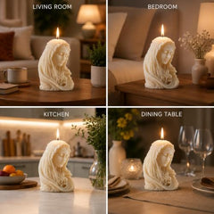 Decorative Fragrance Candle with Raised 3D Ivory Swirl Pillar Artwork | Long Burning Scented Candle for Home Décor, Living Room, Bedroom, Meditation Space, Table Decoration & Gift