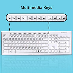 Zebronics K16 Wired Keyboard, 79-Key Layout with Integrated Multimedia Keys, 1.1m Cable Length, ₹ Rupee Key, UV Coated Keys, Spill-Proof Design, USB Interface, Slim & Compact Design
