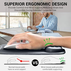 Tukzer Gel Mouse Pad Wrist Rest Memory-Foam Ergonomic Mousepad| Cushion Wrist Support & Pain Relief| Suitable for Gaming, Computer, Laptop, Home & Office Non-Slip Rubber Base (Grey)