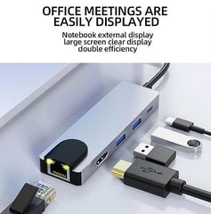 𝟏𝟓 𝐘𝐄𝐀𝐑𝐒 𝐖𝐀𝐑𝐑𝐀𝐍𝐓𝐘 New Version USB-C Hub, 5-in-1 Multiport Adapter with HDMI, USB 3.0 Ports, RJ45 Ethernet, Space Grey Aluminium Docking Station