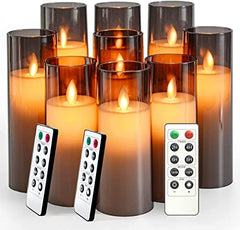 Flameless LED Pillar Candle Set of 2 | Acrylic Fiber Glass | Dancing Faux Wick | Remote Control with Battery Operated 3 AA | Home Décor & Gifting | 3" D x 6" H | Red