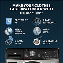 IFB 10Kg 5 Star with Deep Clean Oxyjet Technology, AI Powered, Fully Automatic Front Load Washing Machine (EXECUTIVE PLUS VSC 1014, Steam Refresh Program, Wi-Fi, Eco Inverter, SUS VCM, silver)