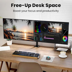 Gitru Quad Monitor Desk Mount, Free Stand for 4 Screens 14-27 Inch, VESA 75x75mm, 100x100mm, C Clamp Type