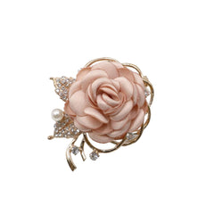 SYGA Women's Floral Brooch Pin with Rhinestones and Pearls (Pink)