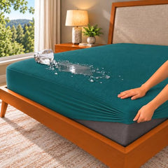 GADDA CO 100% Waterproof Premium Cotton Feel Mattress Protector King Size 78x72 Inch|Ultra Soft Breathable & Fitted Bed Protector Terry Cover Double Bed (6.5x6 feet, Fits 10 Inches, Grey)
