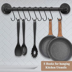Mr. Carve Stainless Steel Heavy Duty S Hooks 4 Inches for Kitchen, Wardrobe, Hanging Planters - Powder Coated | Pack of 10 | Black