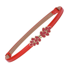 SYGA Women's Decorative Thin Belt flower shape Metal Buckle 22-36 Waist Belt Dress Accessories(Red)