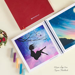 MENORAH - Artist Square Sketch Book - 180 GSM - Square Drawing Book - (100 Pages/50 Sheets) - Hard Metal Spiral Bound - (15.0 cm x 15.0 cm) - Pink