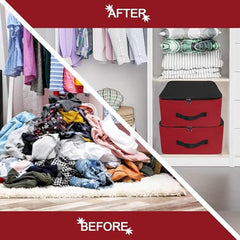 Storite 2 Pack Nylon Wardrobe Bag Underbed Cloth Storage Organizer | Moisture Proof Storage Bag, Storage box for Clothes Saree Bags, Zippered Closure & Handle - Magenta,37x34x23 cm
